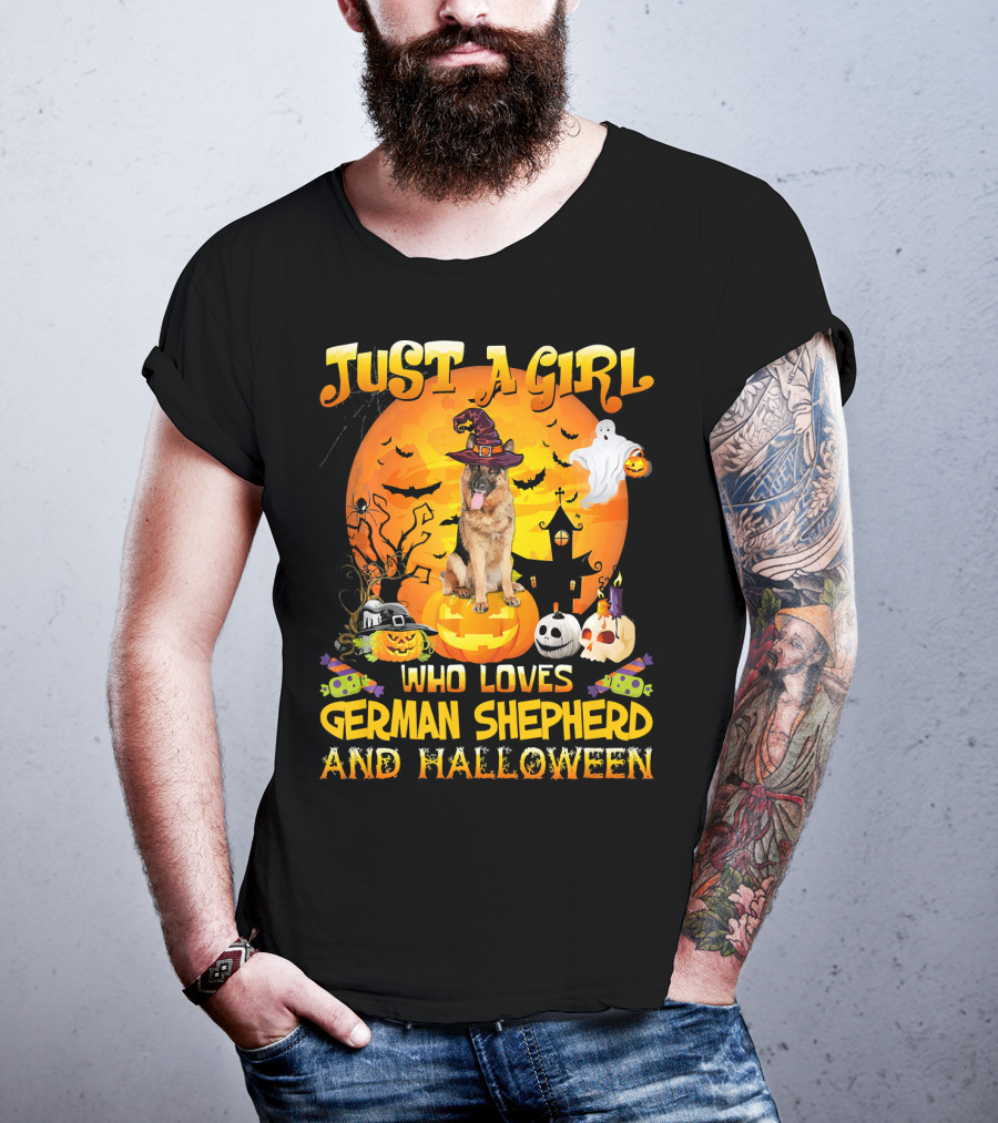 Just A Girl Who Loves German Shepherd And Halloween T-Shirt