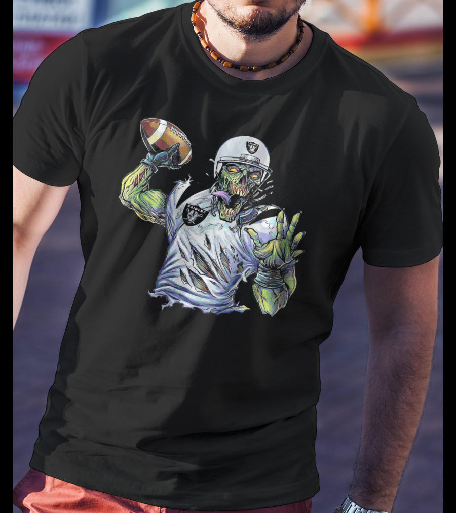 Raider Zombie Football Halloween Skull Horror Team T-Shirt