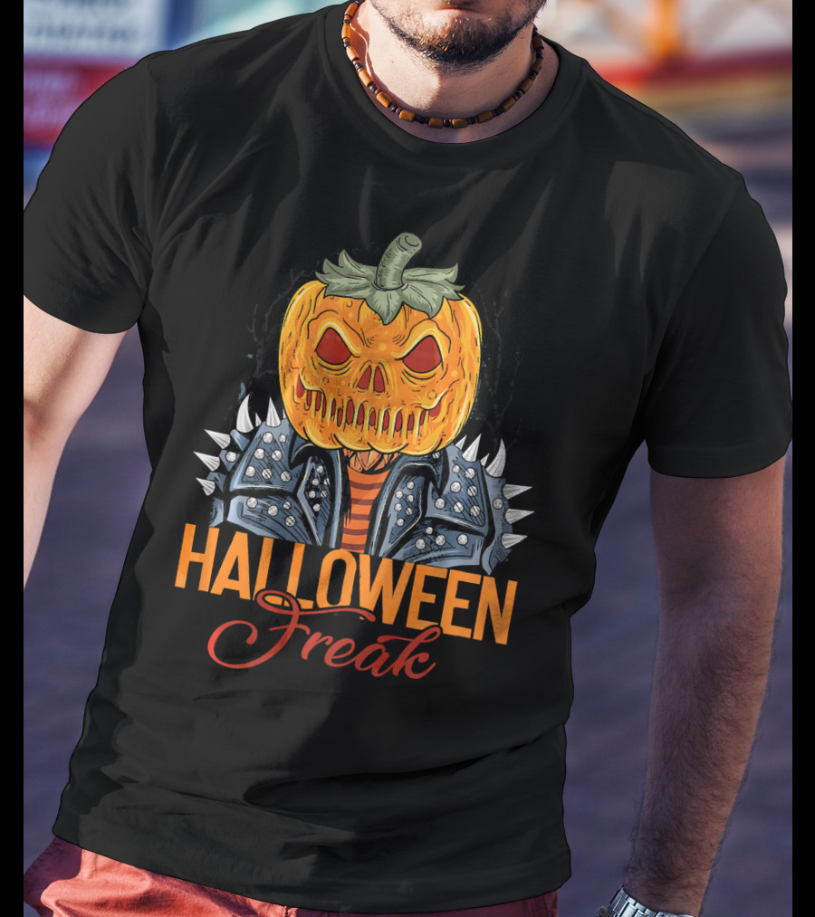 Halloween Freak Pumpkin Zombie Spiked Jacket T-Shirt
