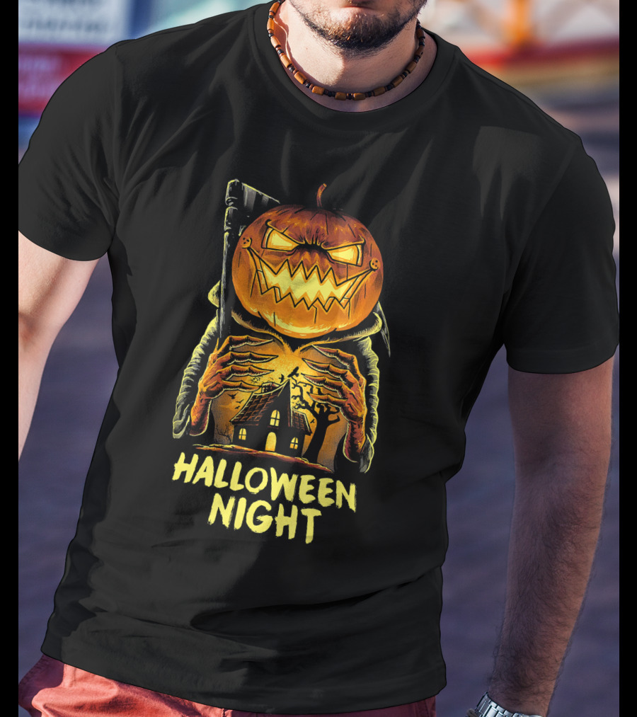Halloween Night Scary Pumpkin Monster House T-Shirt