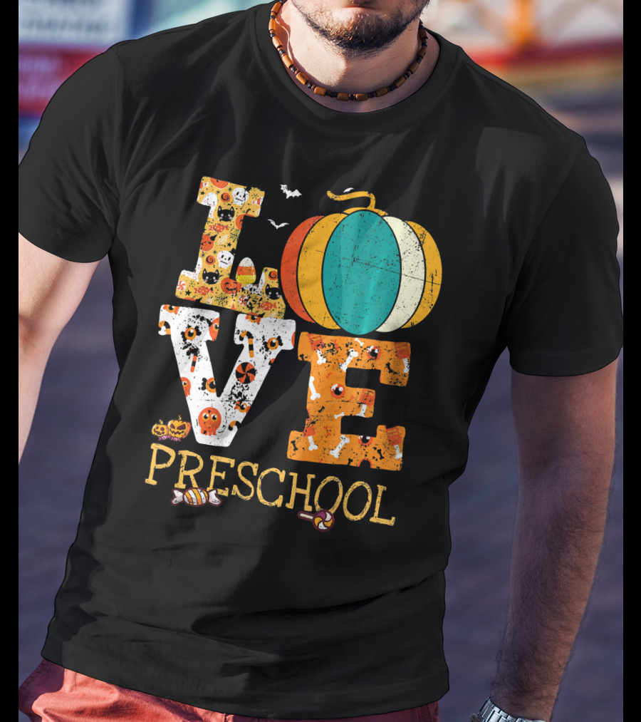 Love Preschool Halloween Pumpkin Candy Fun T-Shirt