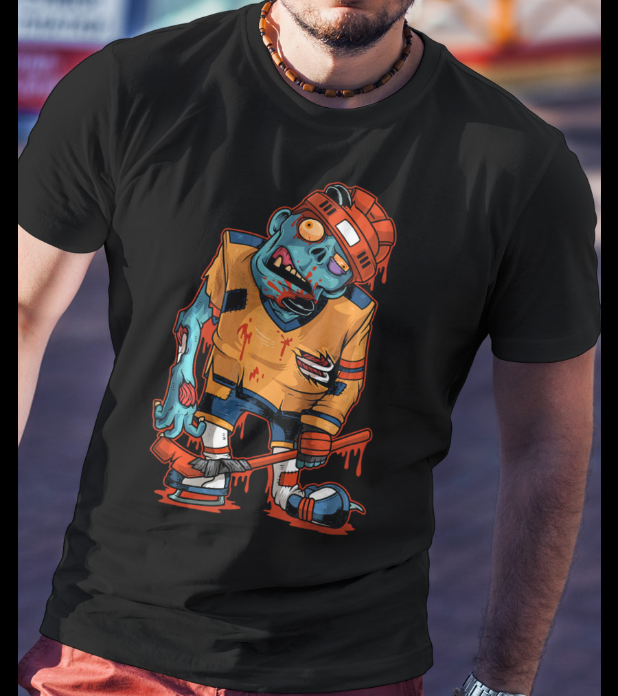 Zombie Ice Hockey Dripping Costume Halloween Trick T-Shirt