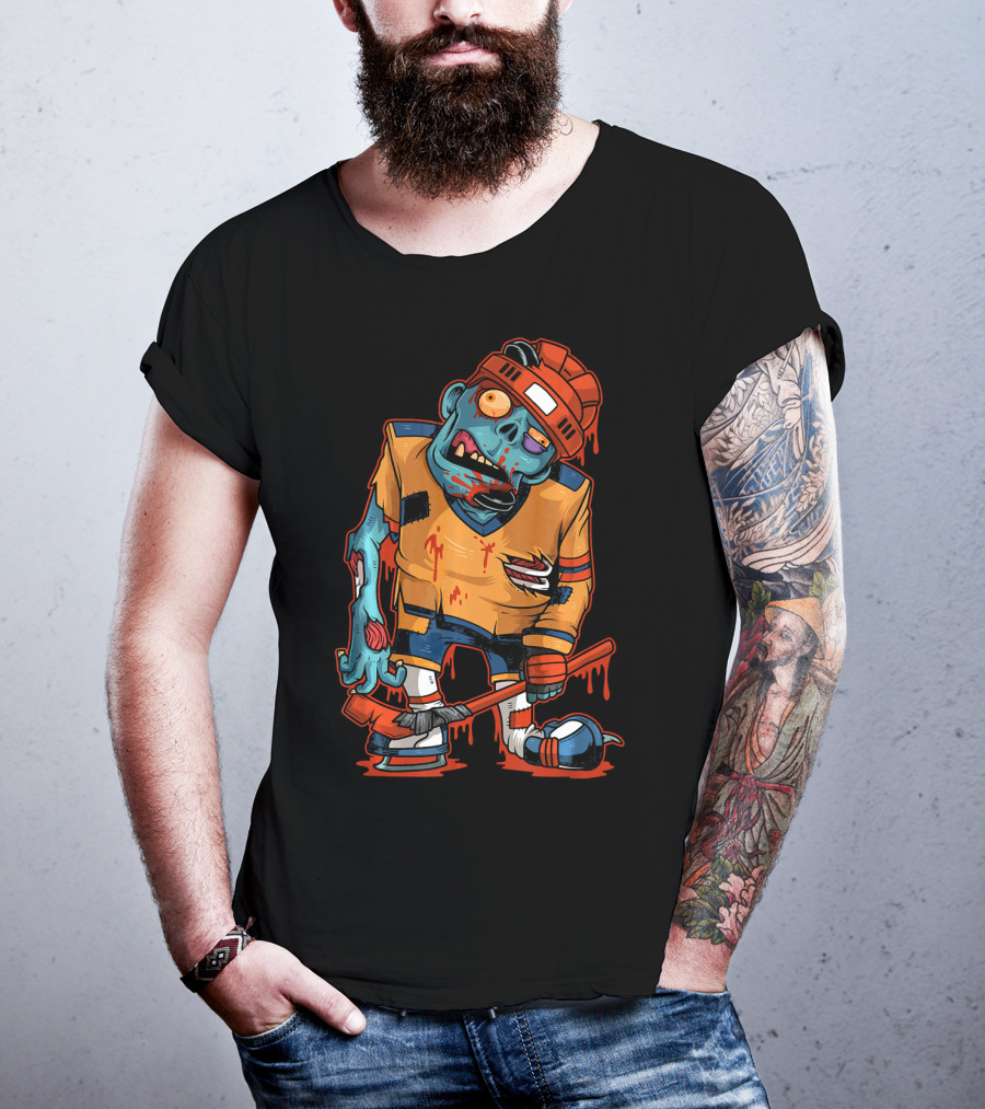 Zombie Ice Hockey Dripping Costume Halloween Trick T-Shirt