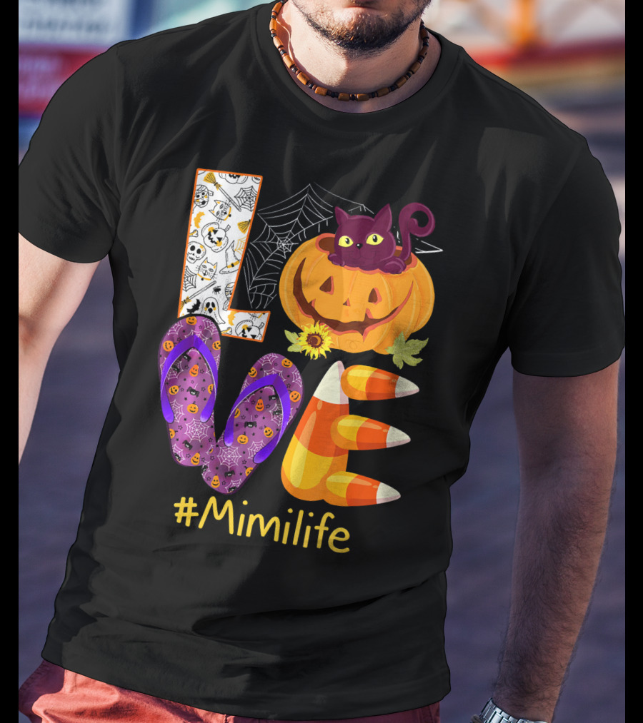 Love Pumpkin Cat Flip Flops #Mimilife T-Shirt