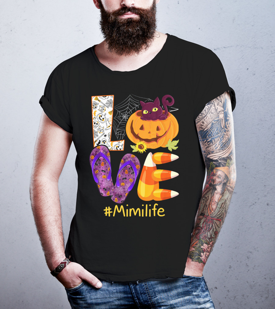 Love Pumpkin Cat Flip Flops #Mimilife T-Shirt