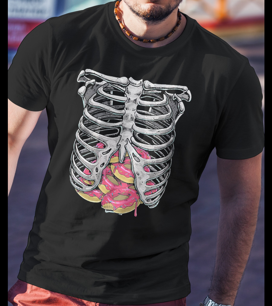 Doughnut Skeleton Rib Cage Halloween Cosplay T-Shirt