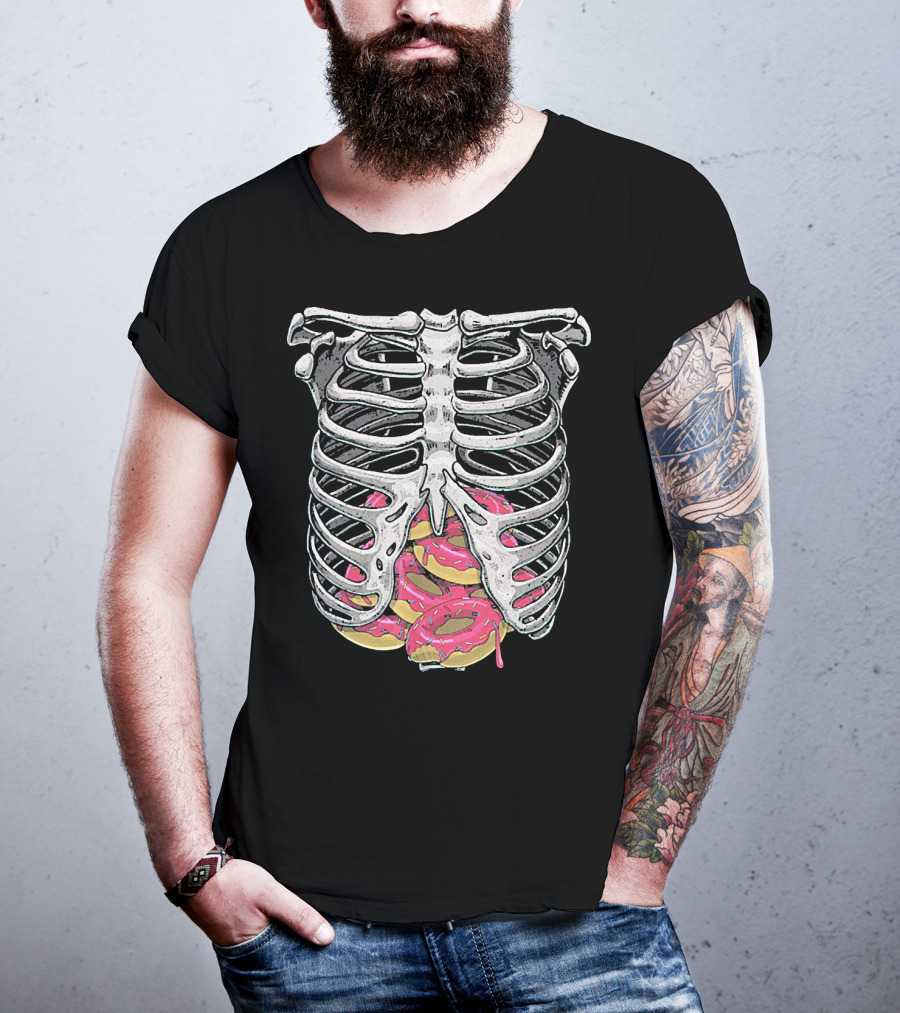 Doughnut Skeleton Rib Cage Halloween Cosplay T-Shirt