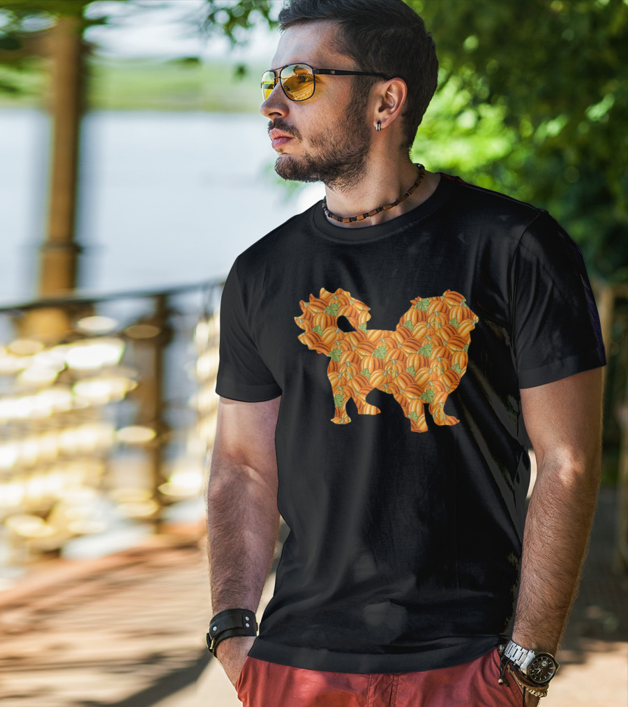 Pekingese With Pumpkin Pattern Easy Halloween Costume Pelchie T-Shirt