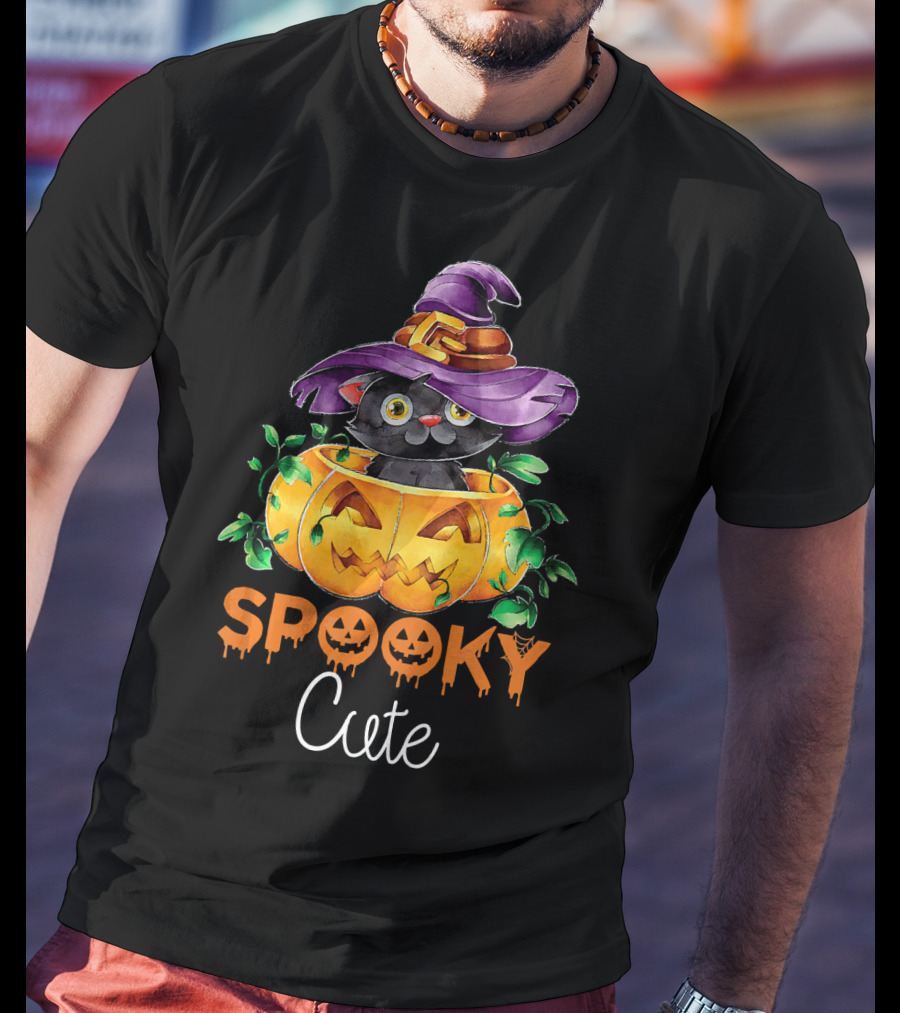 Spooky Cute Halloween Kitten In Pumpkin T-Shirt