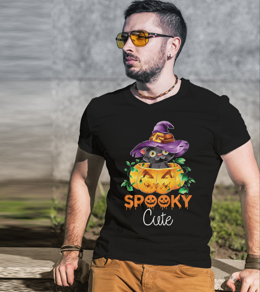 Spooky Cute Halloween Kitten In Pumpkin T-Shirt