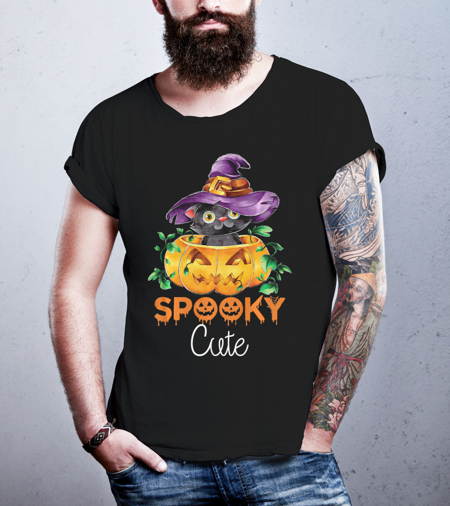 Spooky Cute Halloween Kitten In Pumpkin T-Shirt