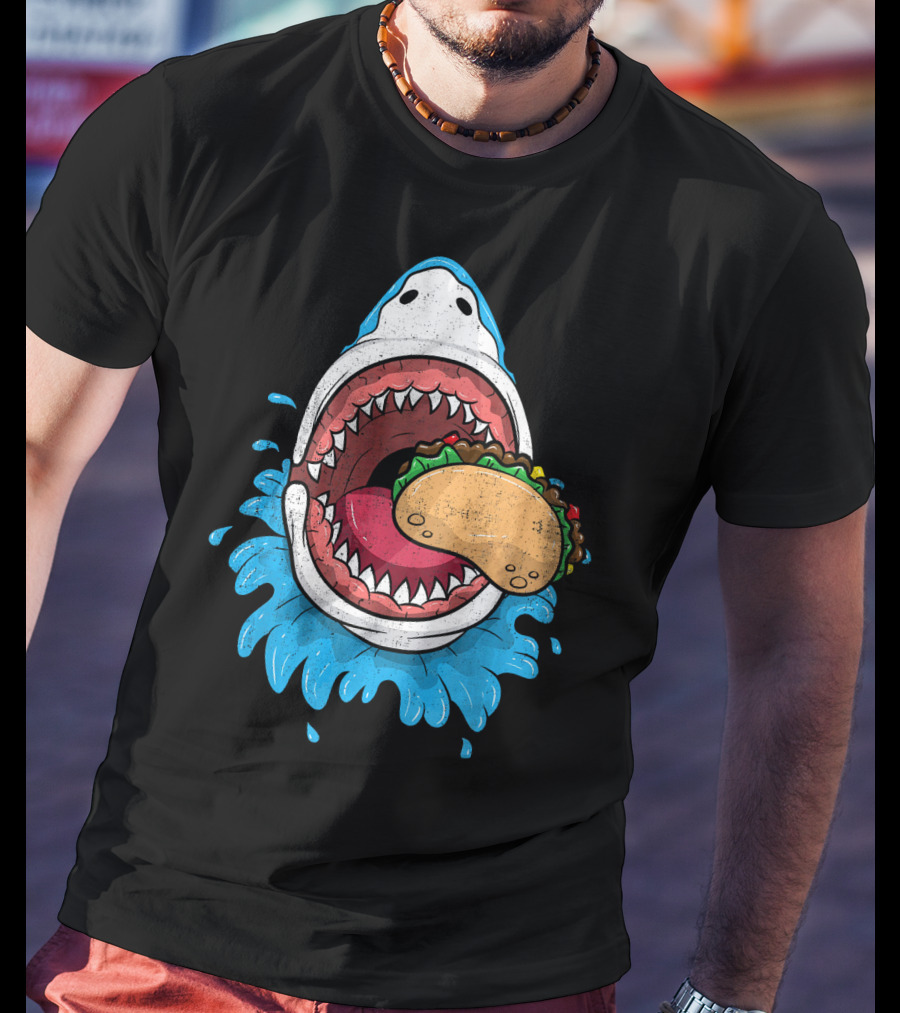 Halloween Shark Eating Taco Mexica Splash T-Shirt