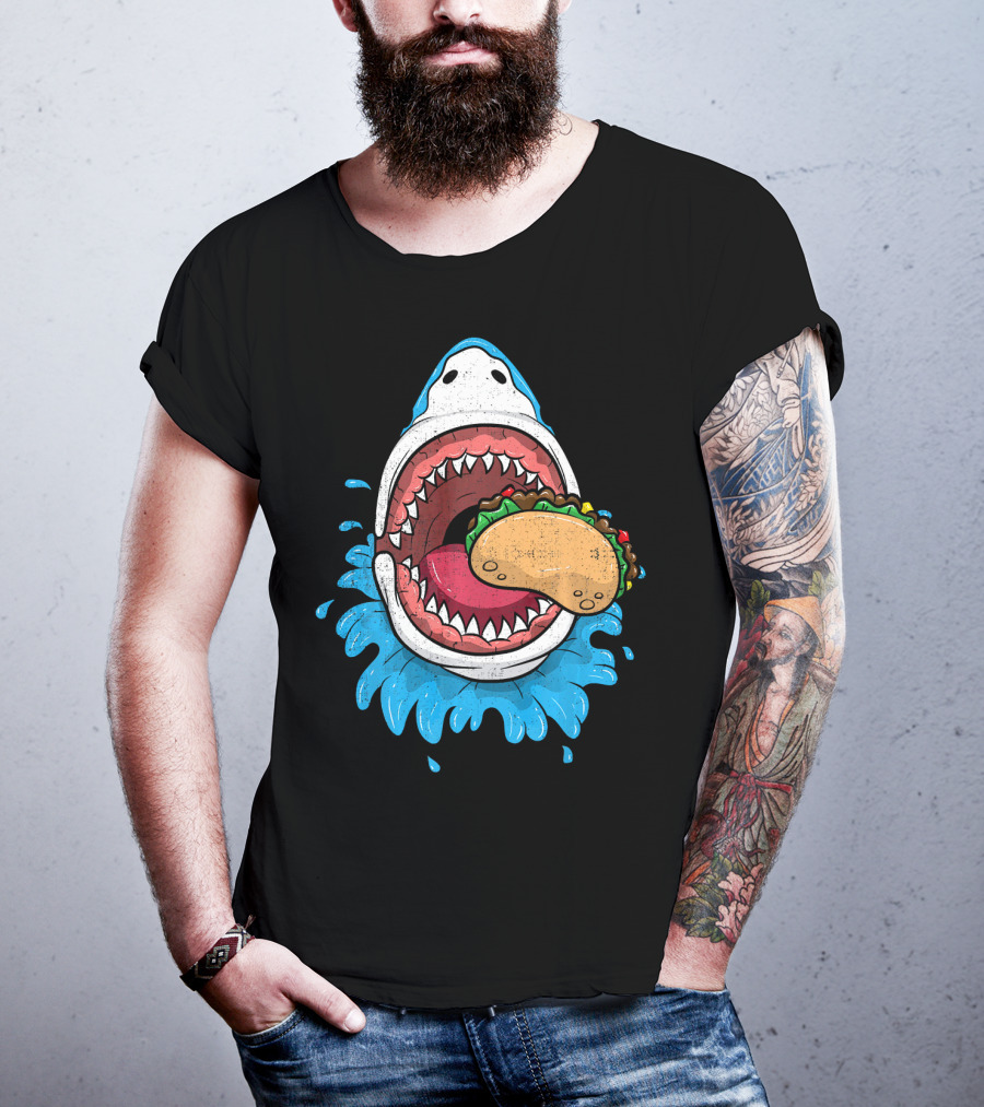 Halloween Shark Eating Taco Mexica Splash T-Shirt