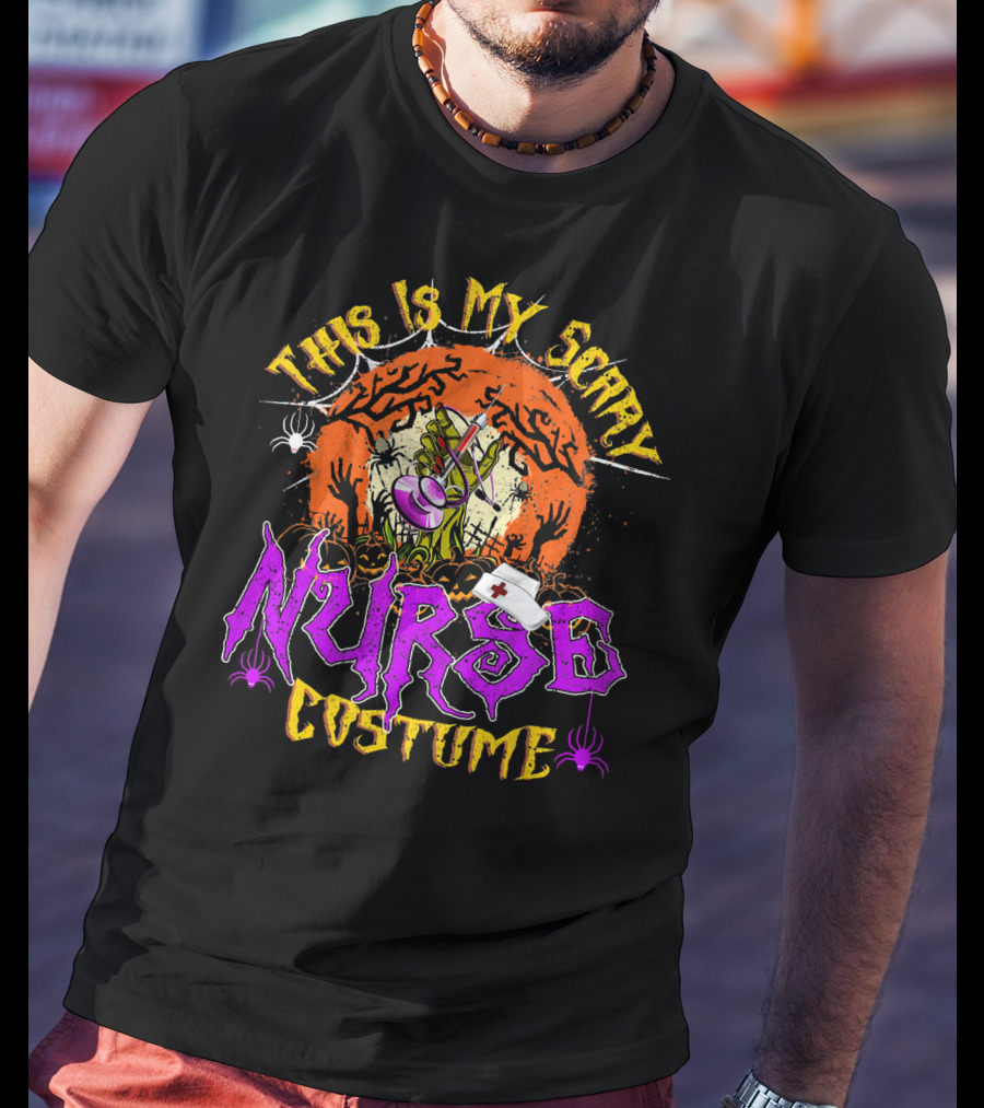 This Is My Scary Nurse Costume Moon Halloween T-Shirt