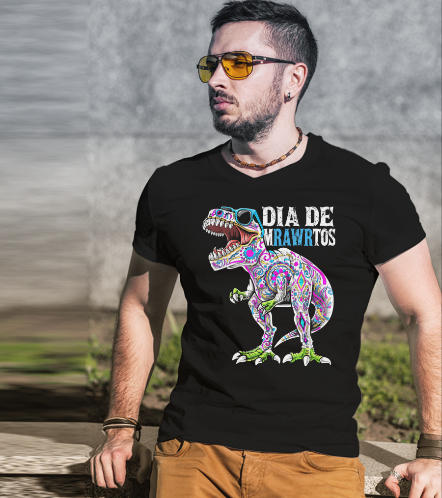 Dia De Mrawrtos Dinosaur Sugarskull T-Shirt