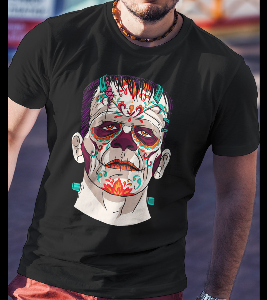 Frankenstein Catrina Sugar Skull Horror T-Shirt