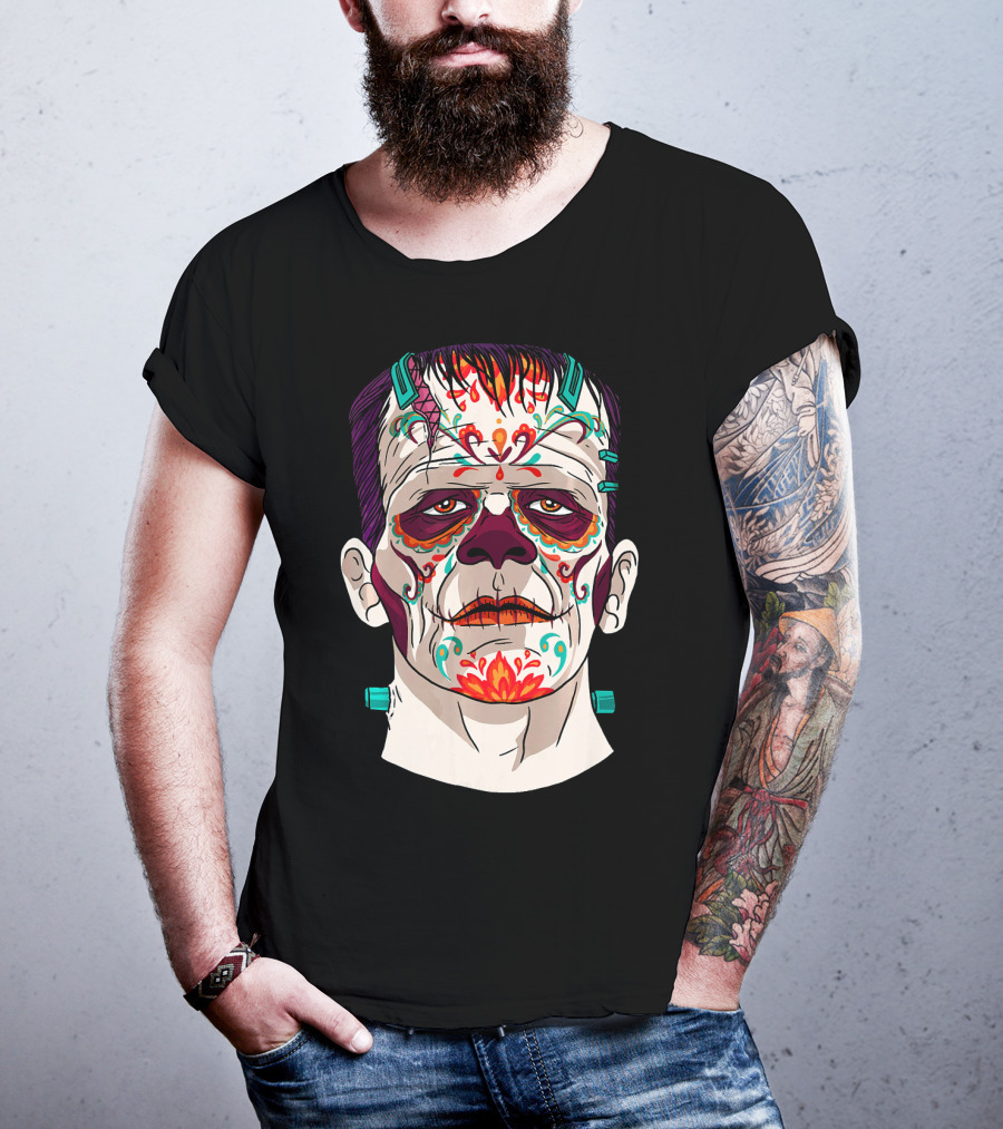 Frankenstein Catrina Sugar Skull Horror T-Shirt