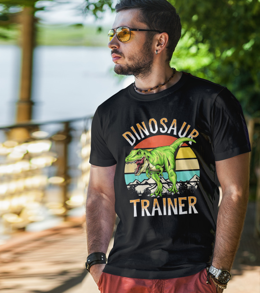 Dinosaur Trainer T-Rex Sunset Mountains T-Shirt