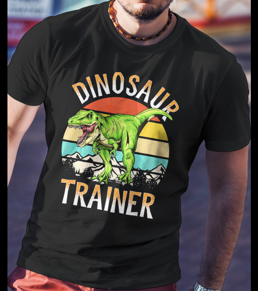Dinosaur Trainer T-Rex Sunset Mountains T-Shirt