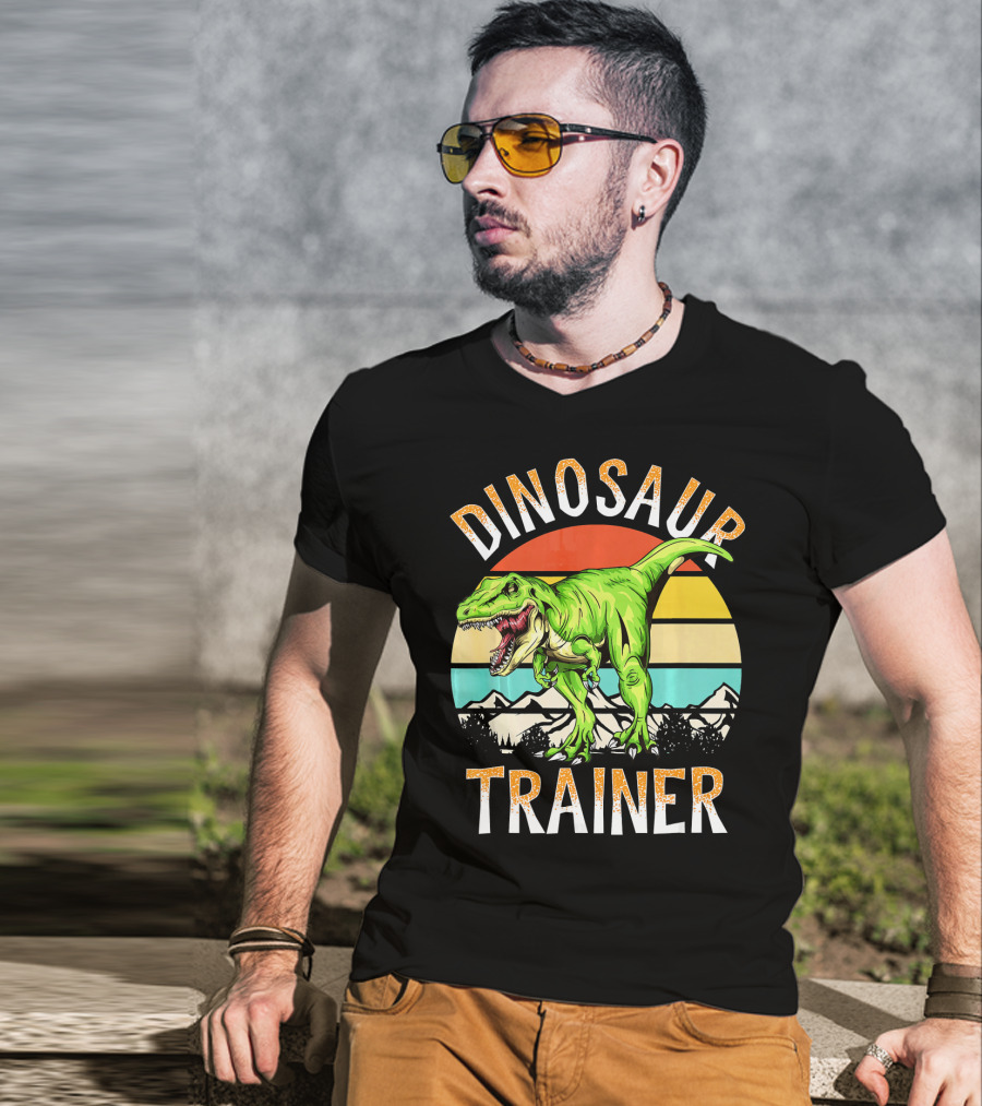 Dinosaur Trainer T-Rex Sunset Mountains T-Shirt