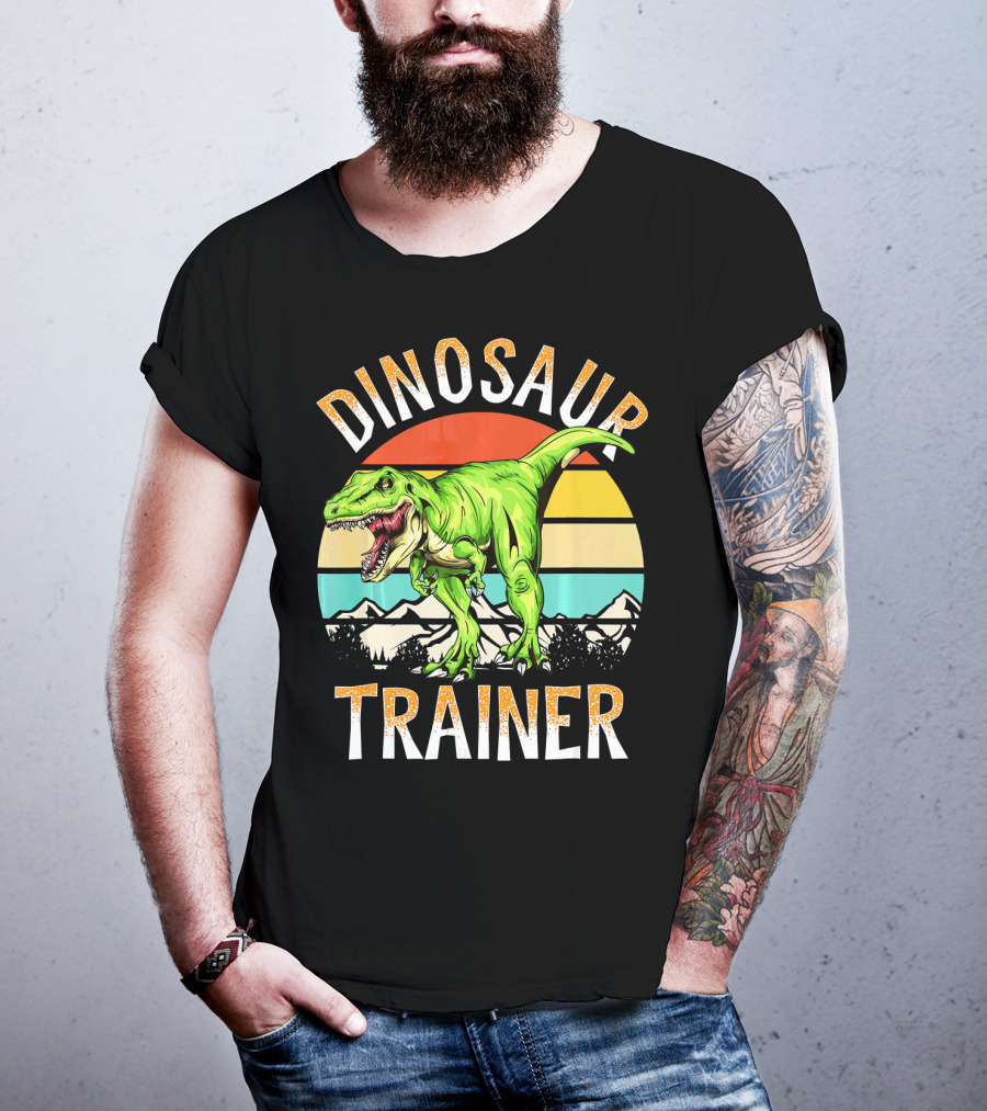 Dinosaur Trainer T-Rex Sunset Mountains T-Shirt