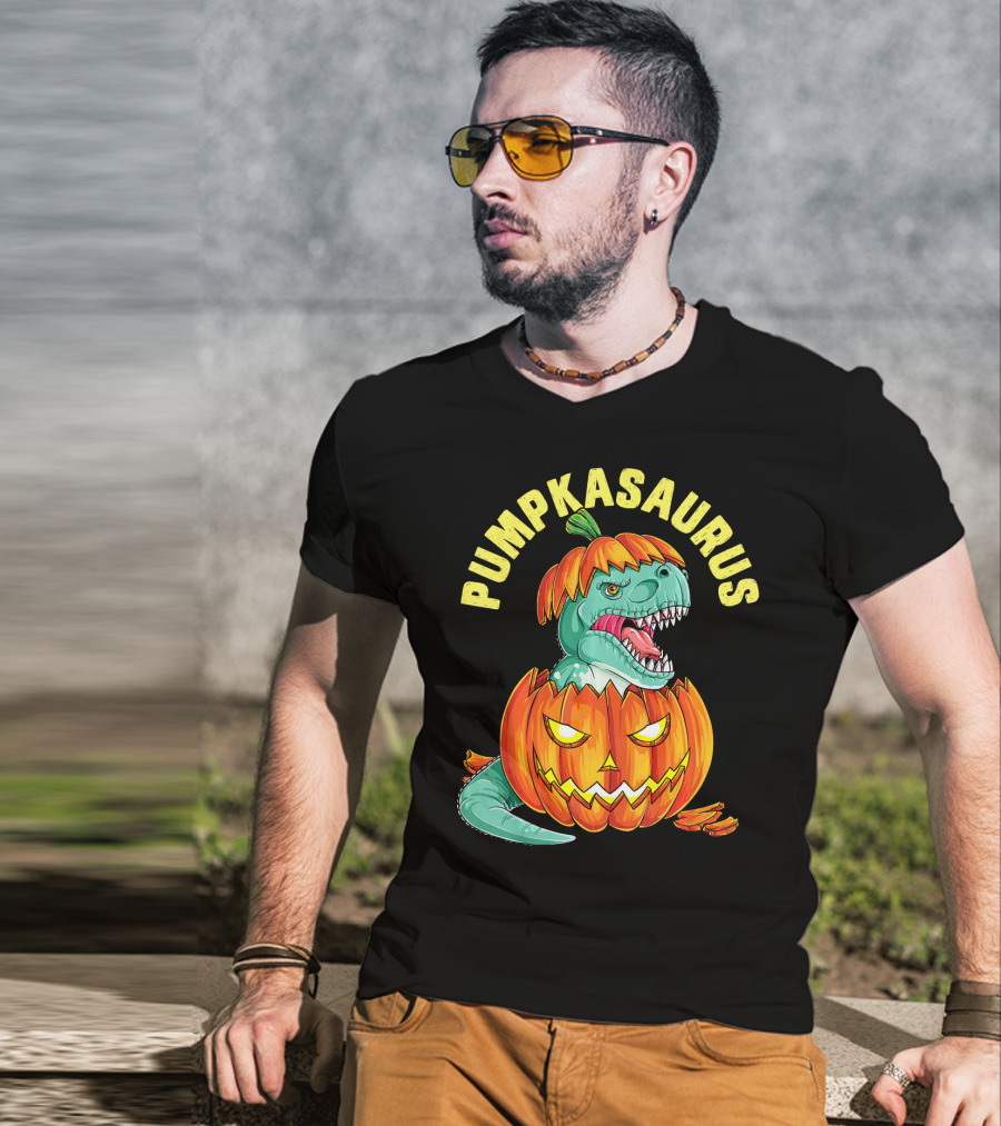 Halloween Kids Pumpkasaurus Dinosaur Pumpkin T-Shirt