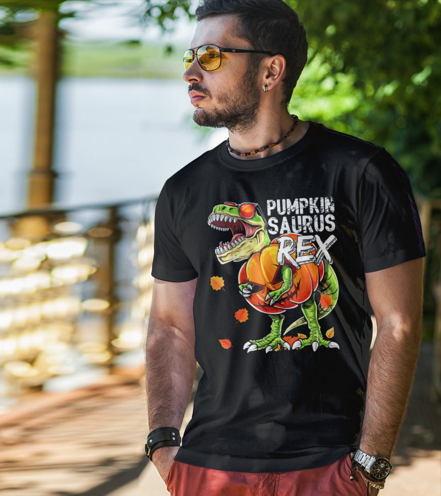 Pumpkinsaurus Rex Halloween Dinosaur Pumpkin Jack O Lantern T-Shirt