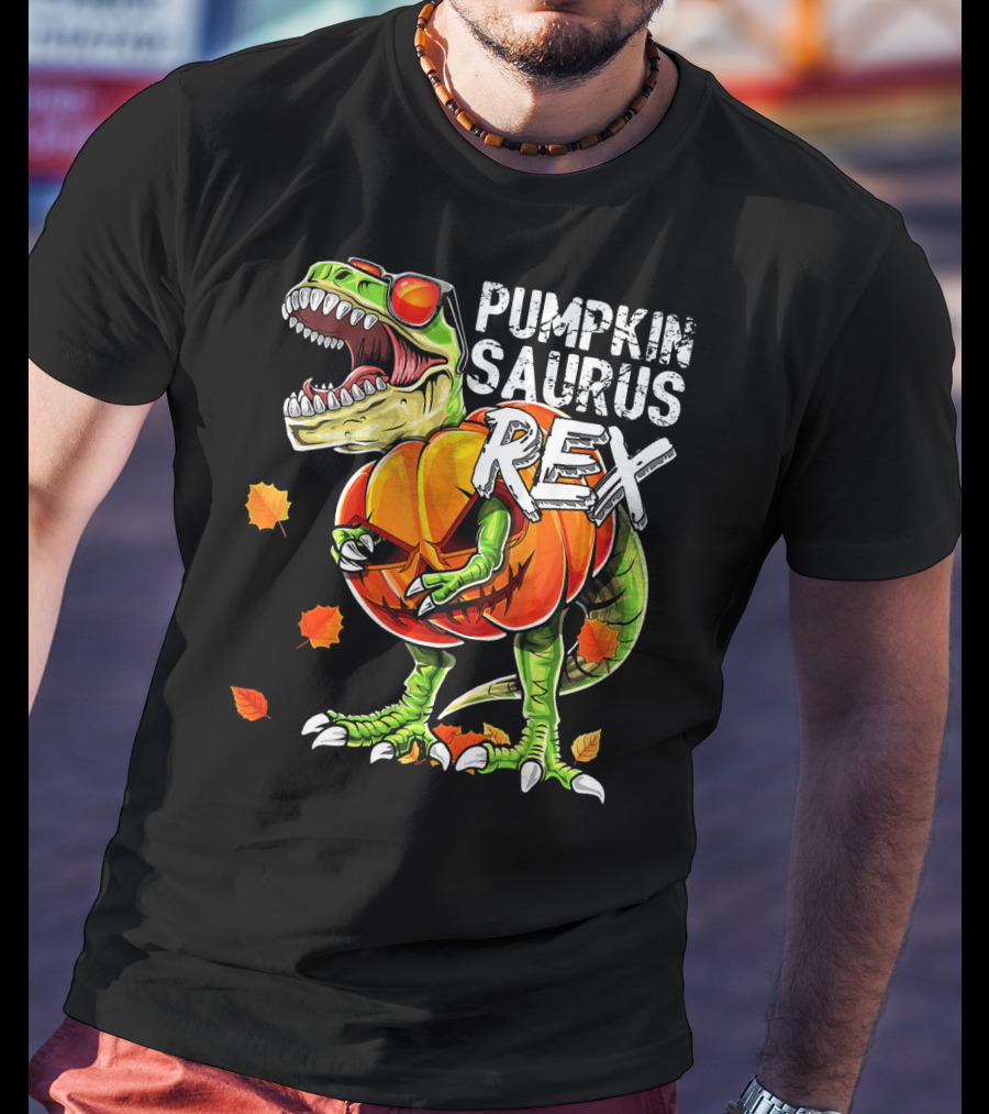 Pumpkinsaurus Rex Halloween Dinosaur Pumpkin Jack O Lantern T-Shirt
