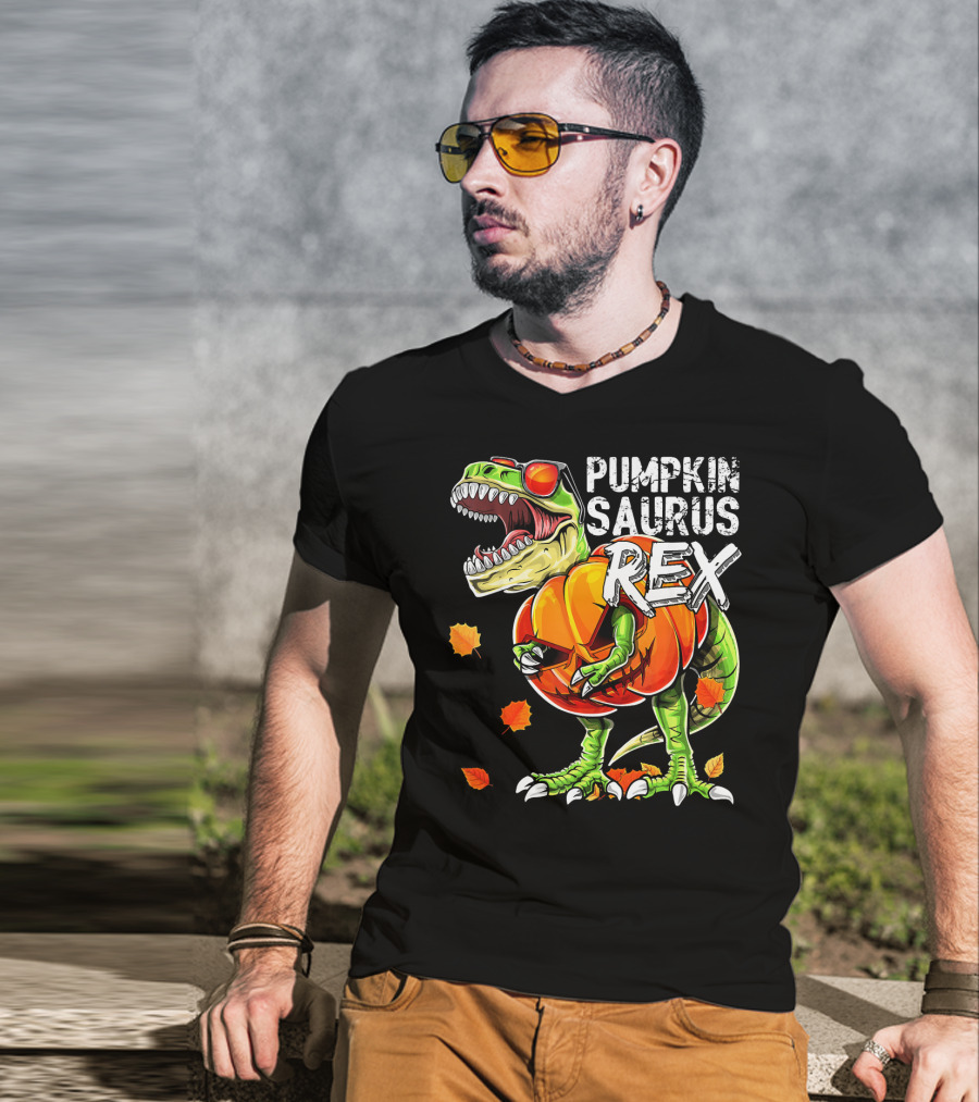 Pumpkinsaurus Rex Halloween Dinosaur Pumpkin Jack O Lantern T-Shirt