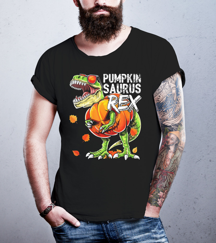 Pumpkinsaurus Rex Halloween Dinosaur Pumpkin Jack O Lantern T-Shirt