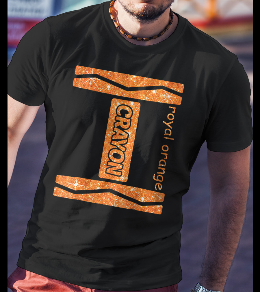 Royal Orange Crayon Halloween Couple Fri Sparkle T-Shirt