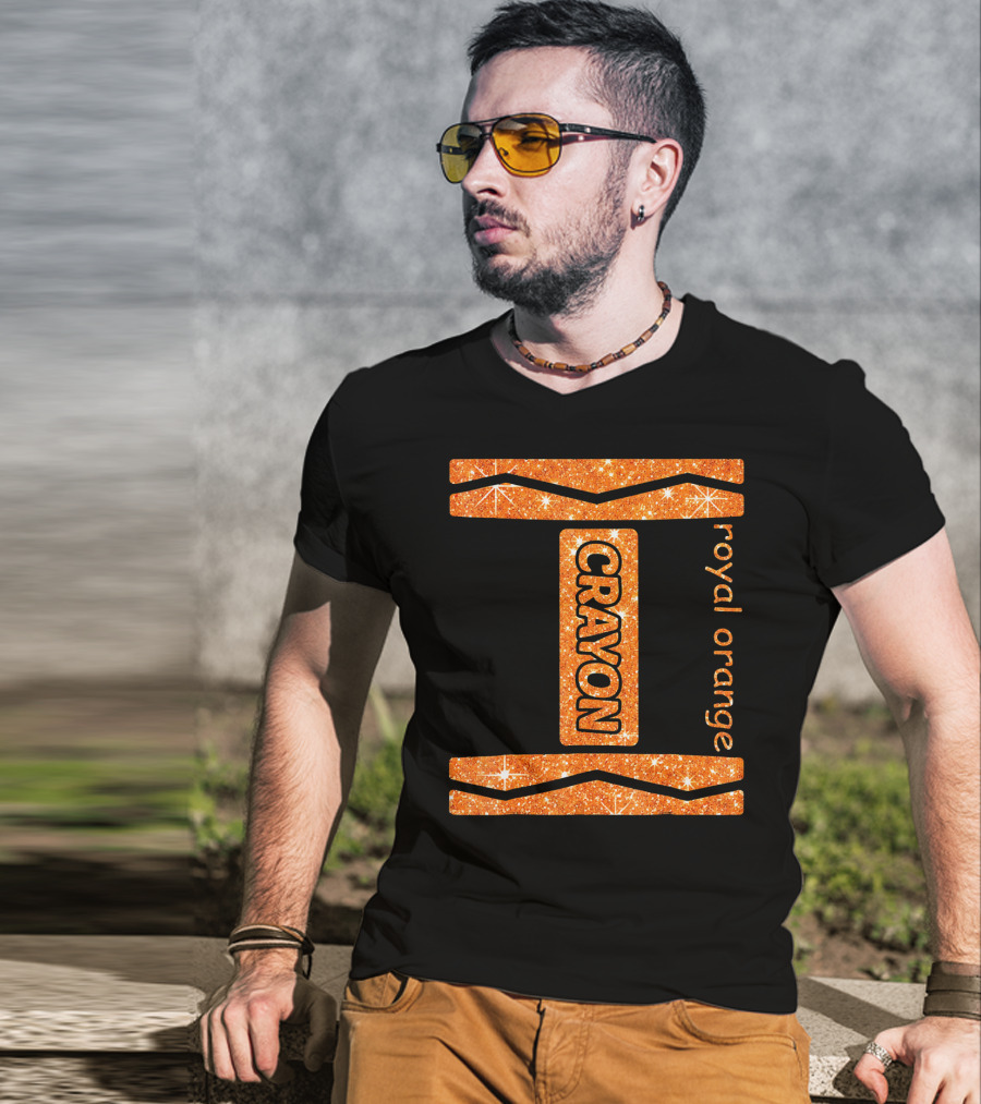 Royal Orange Crayon Halloween Couple Fri Sparkle T-Shirt