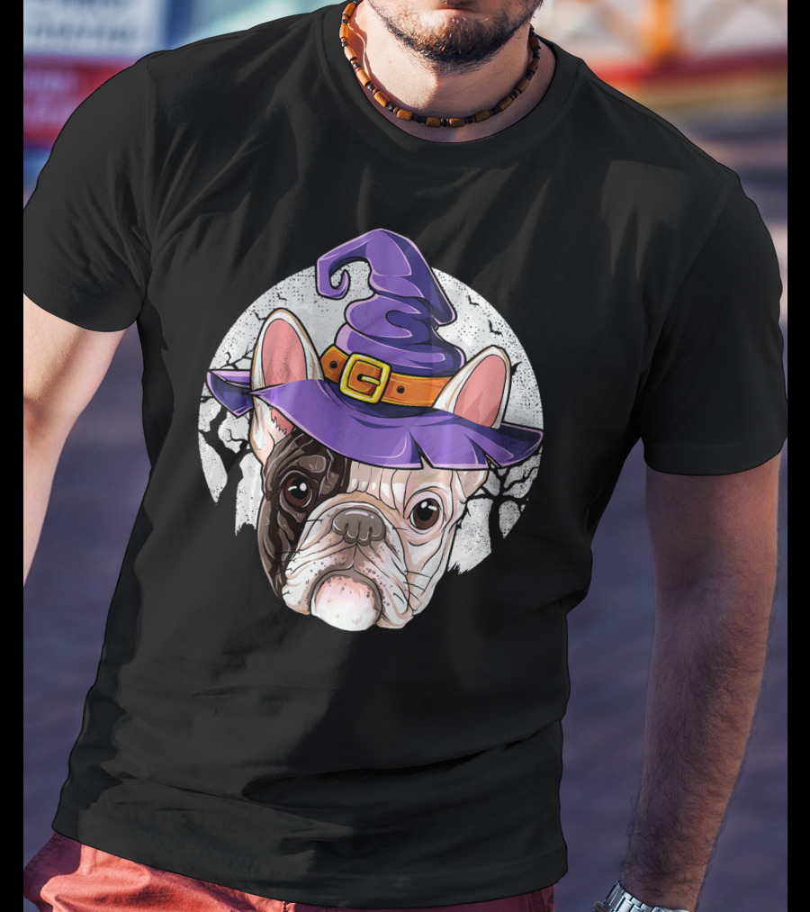 French Bulldog Halloween Witch Hat T-Shirt