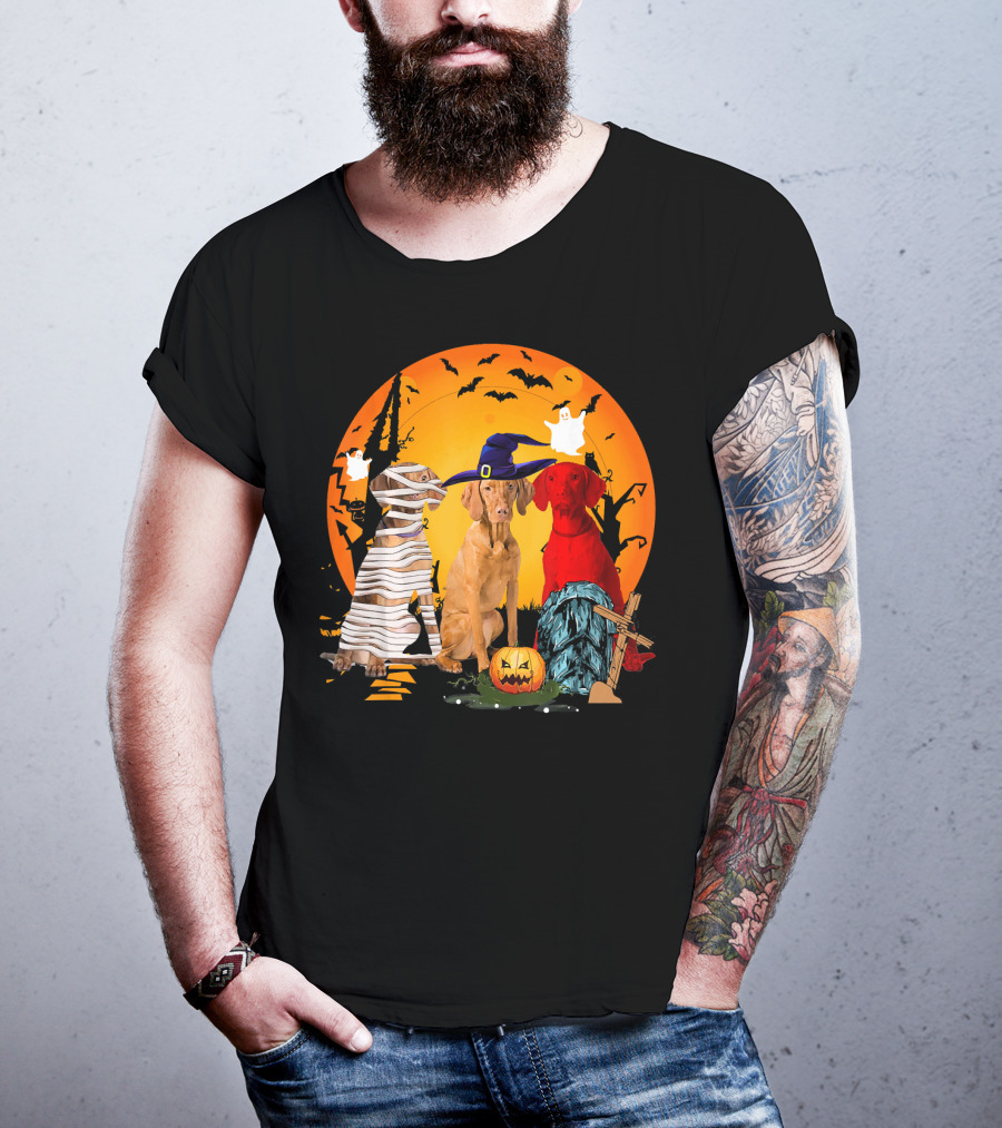 My Vizsla Team Halloween Pumpkin Mummy Witch Dog T-Shirt