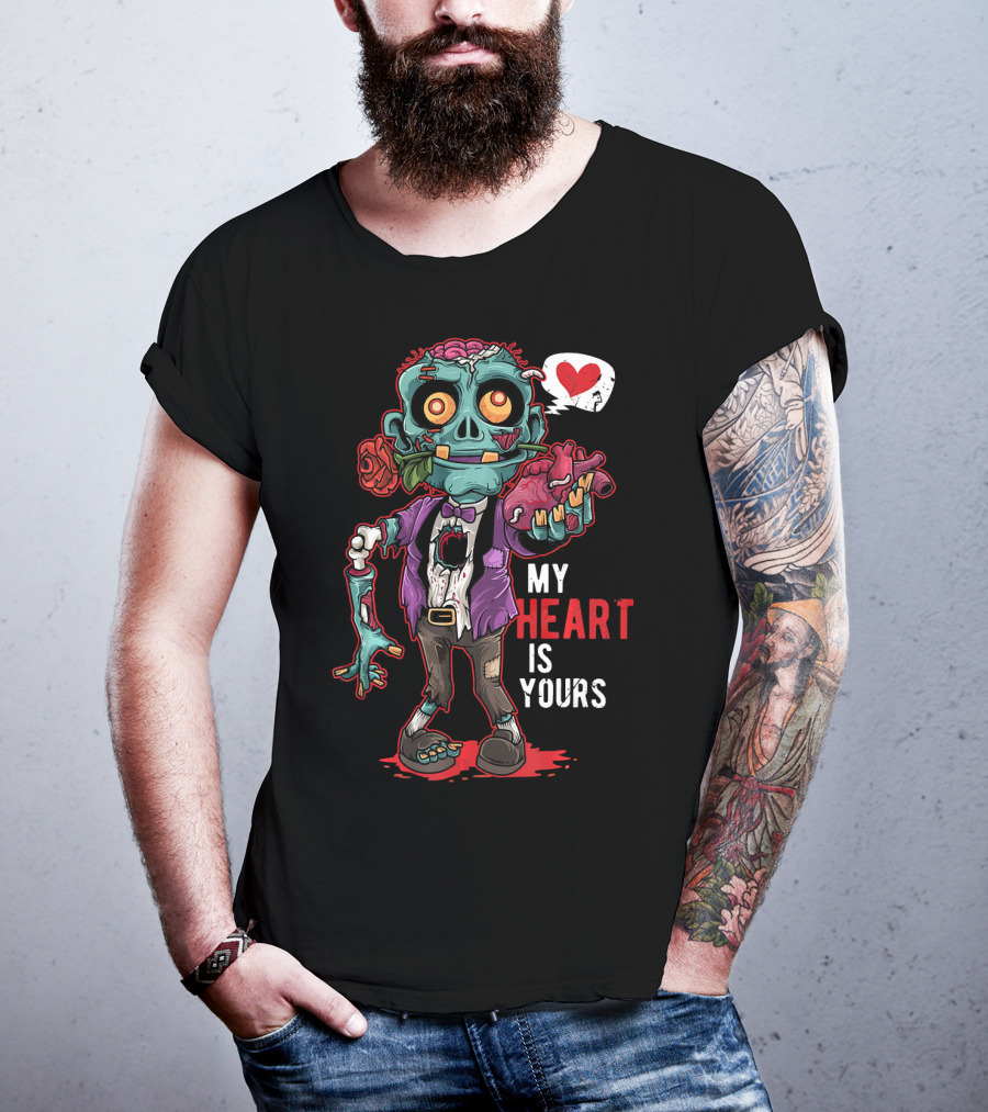 My Heart Is Yours Zombie Valentin Brains T-Shirt