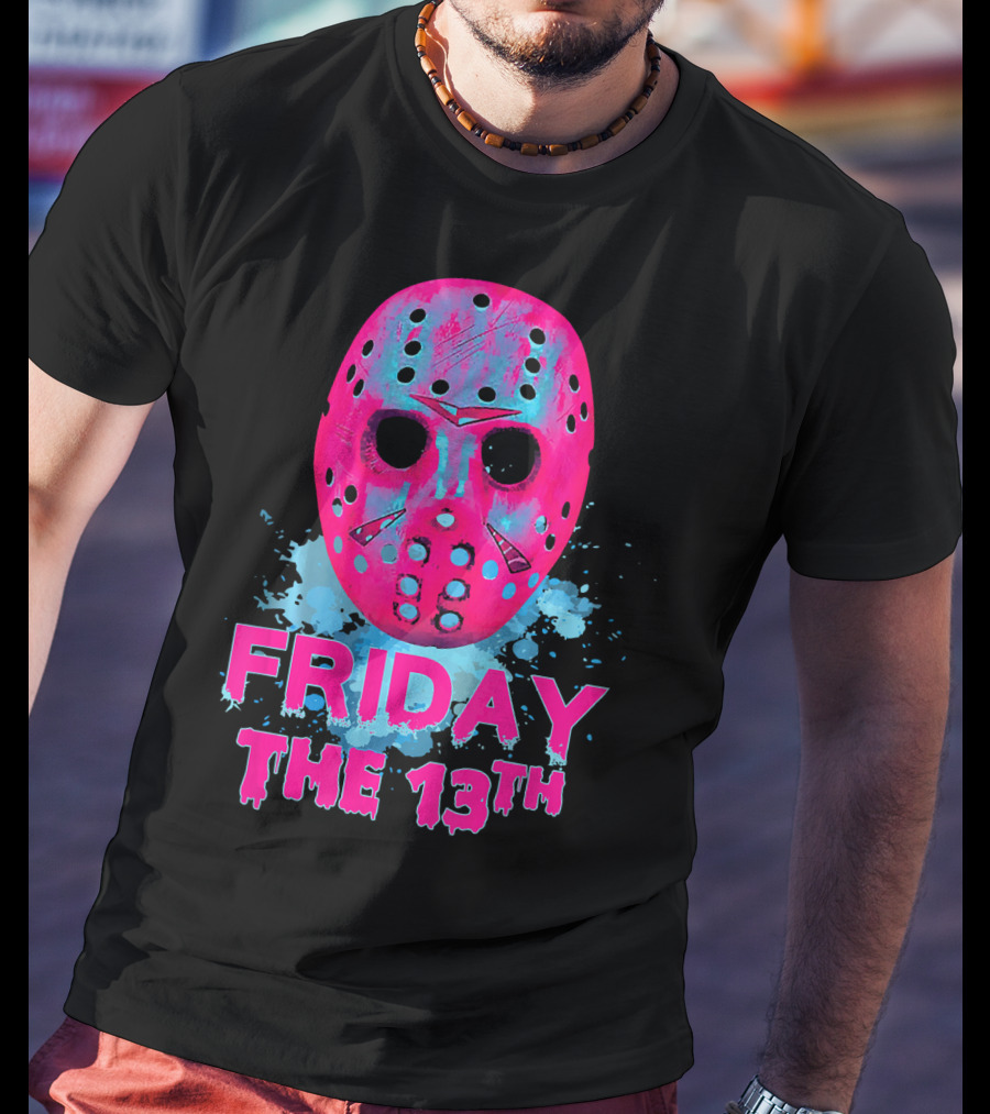 Friday The 13th Pink Neon Hockey Mask Horror T-Shirt