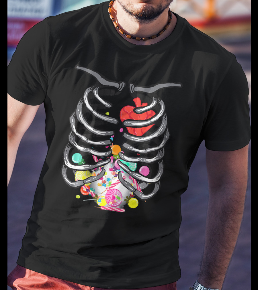 X Ray Skeleton Candy Heart Guts T-Shirt