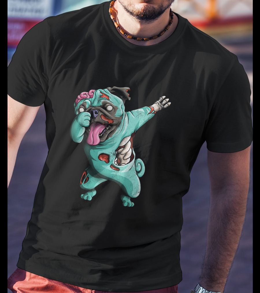 Dabbing Zombie Pug Cute Halloween Pugs Brain-Eating Costume T-Shirt
