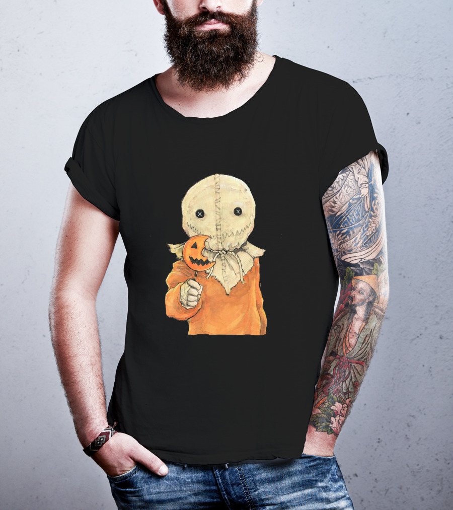 Trick R Treat Sam With Pumpkin Lollipop Cute Funny Halloween T-Shirt