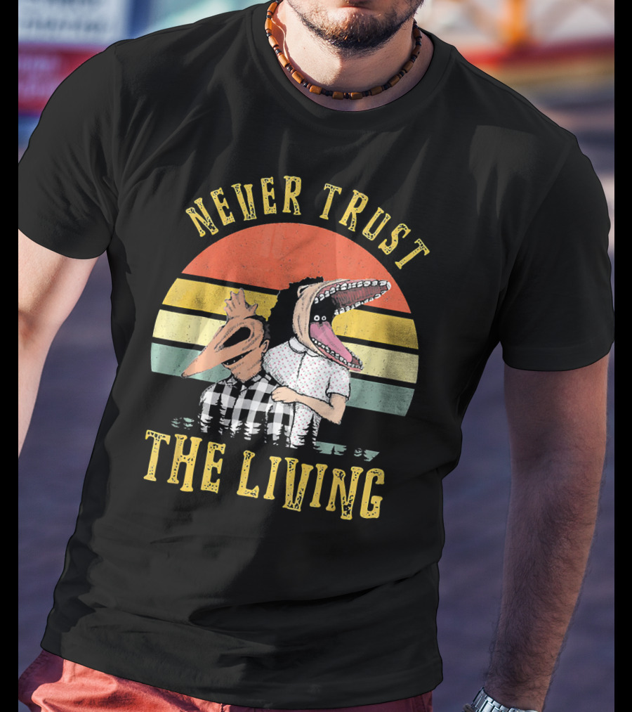 Never Trust The Living Retro Vintage Sun Beetlejuice Icons T-Shirt