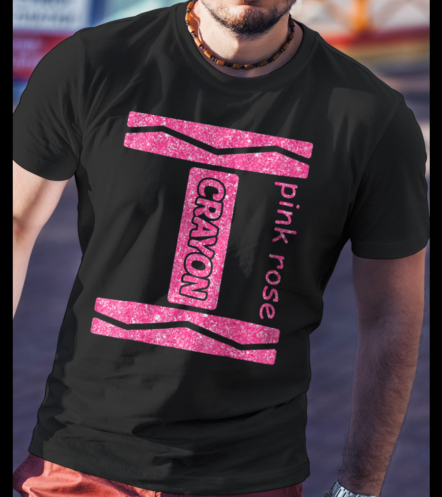 Pink Rose Crayon Halloween Couple Friend Costume T-Shirt
