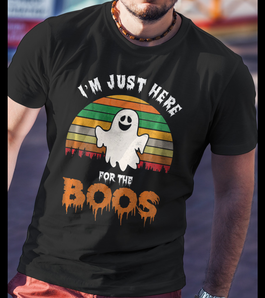 I'm Just Here For The Boos Ghost Retro Halloween T-Shirt