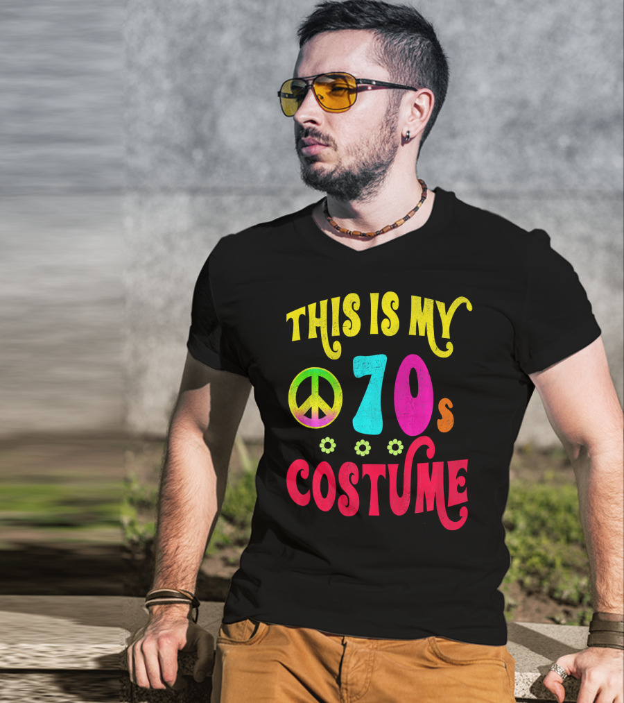This Is My 70S Costume Groovy Peace Flowers T-Shirt