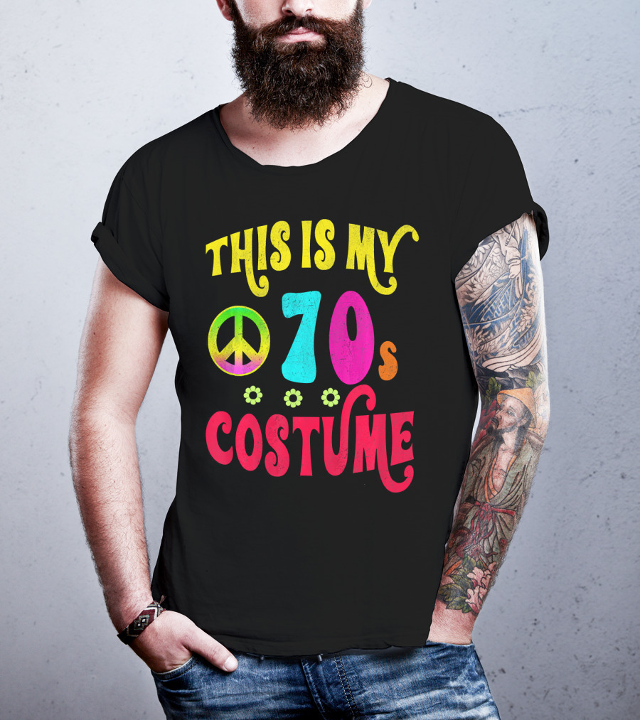 This Is My 70S Costume Groovy Peace Flowers T-Shirt