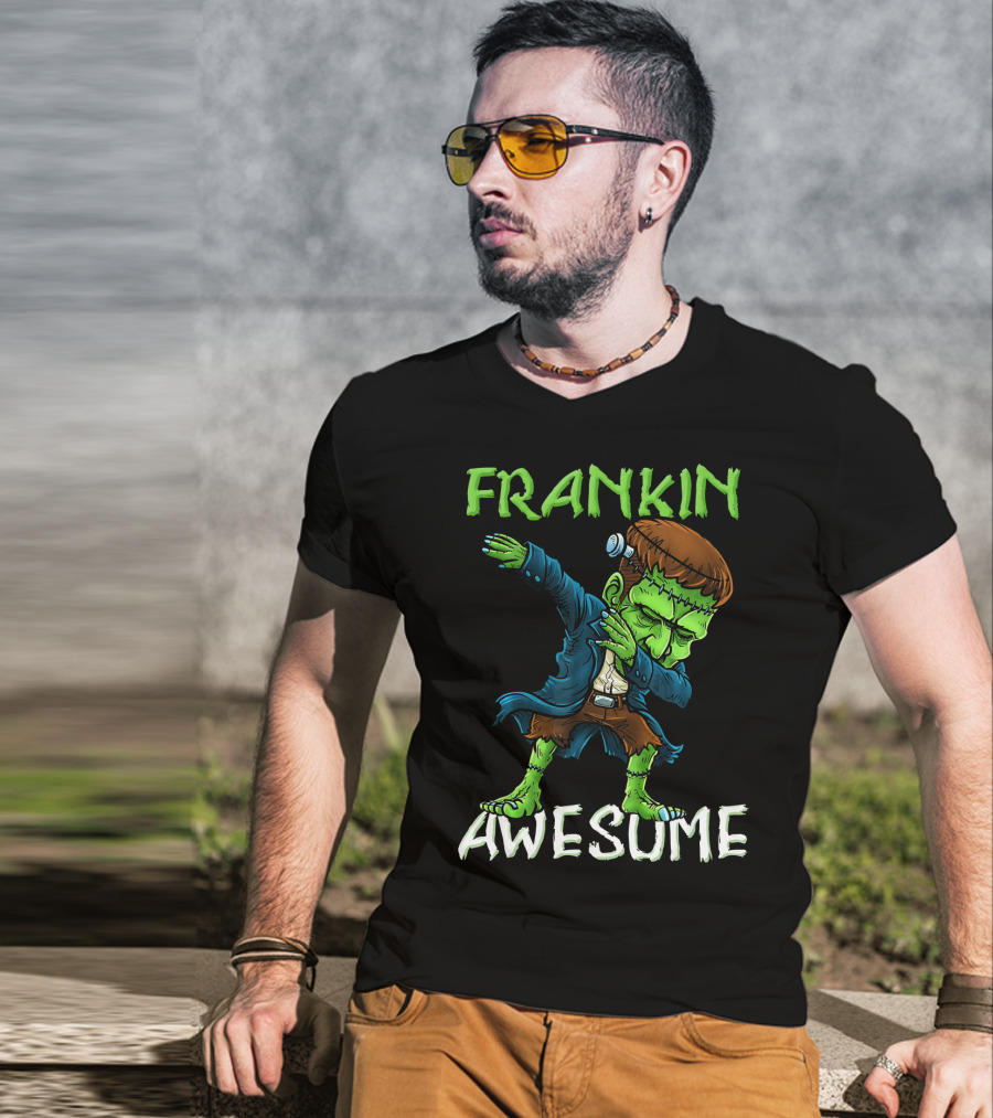 Frankin Awesome Dabbing Frankenstein Halloween T-Shirt