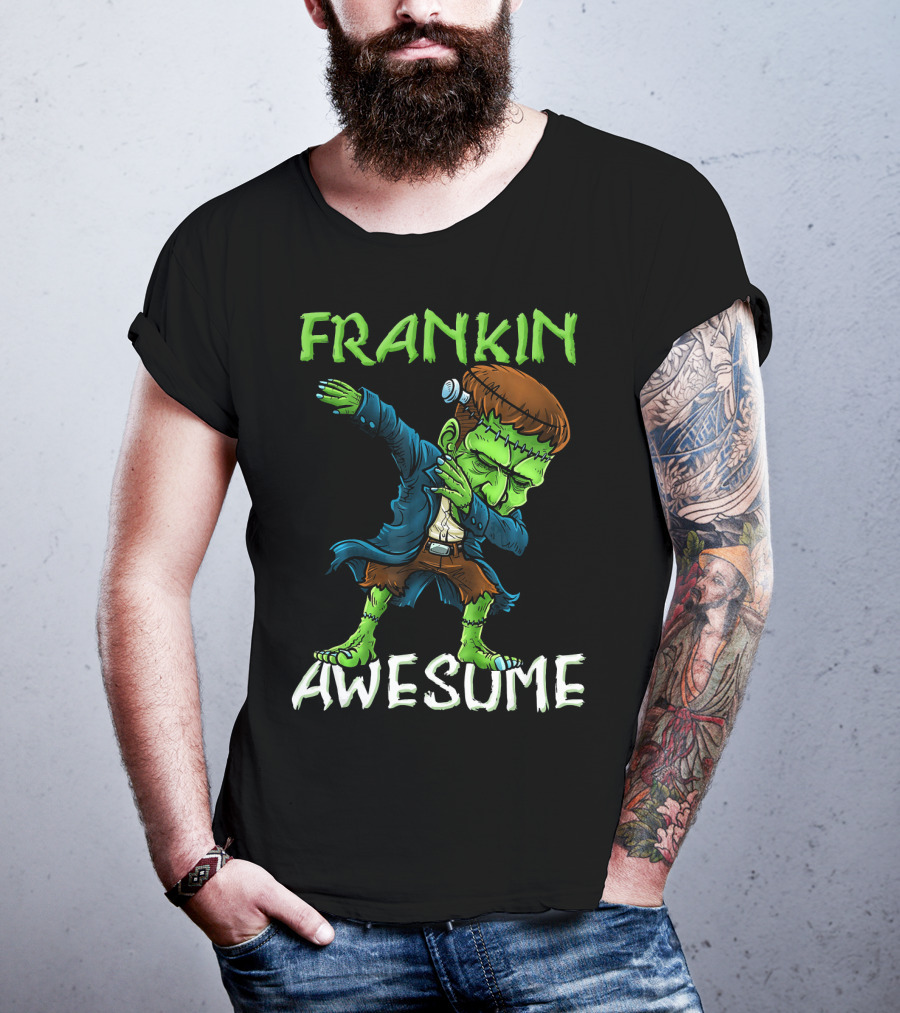 Frankin Awesome Dabbing Frankenstein Halloween T-Shirt