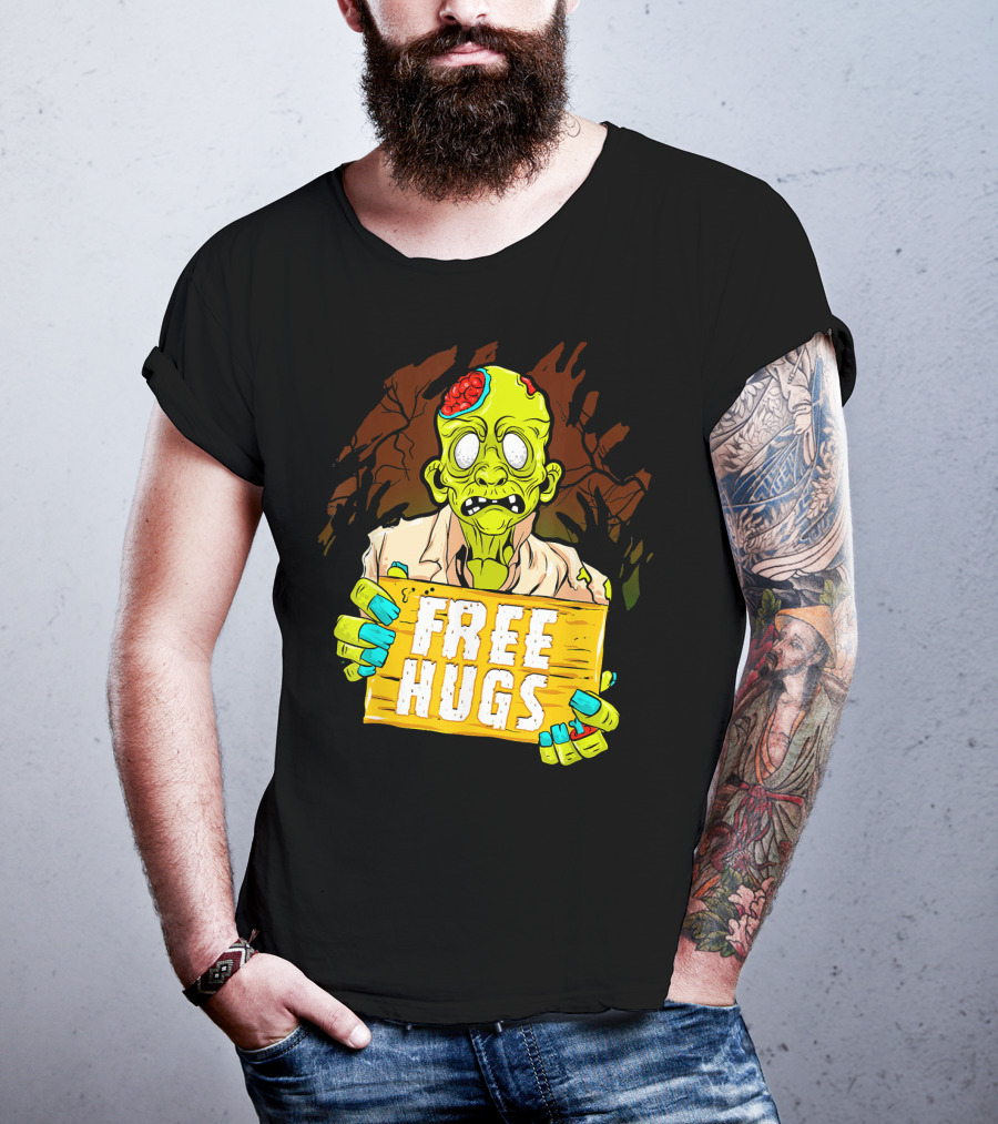 Free Hugs Creepy Zombie Funny Mens Halloween Horror T-Shirt