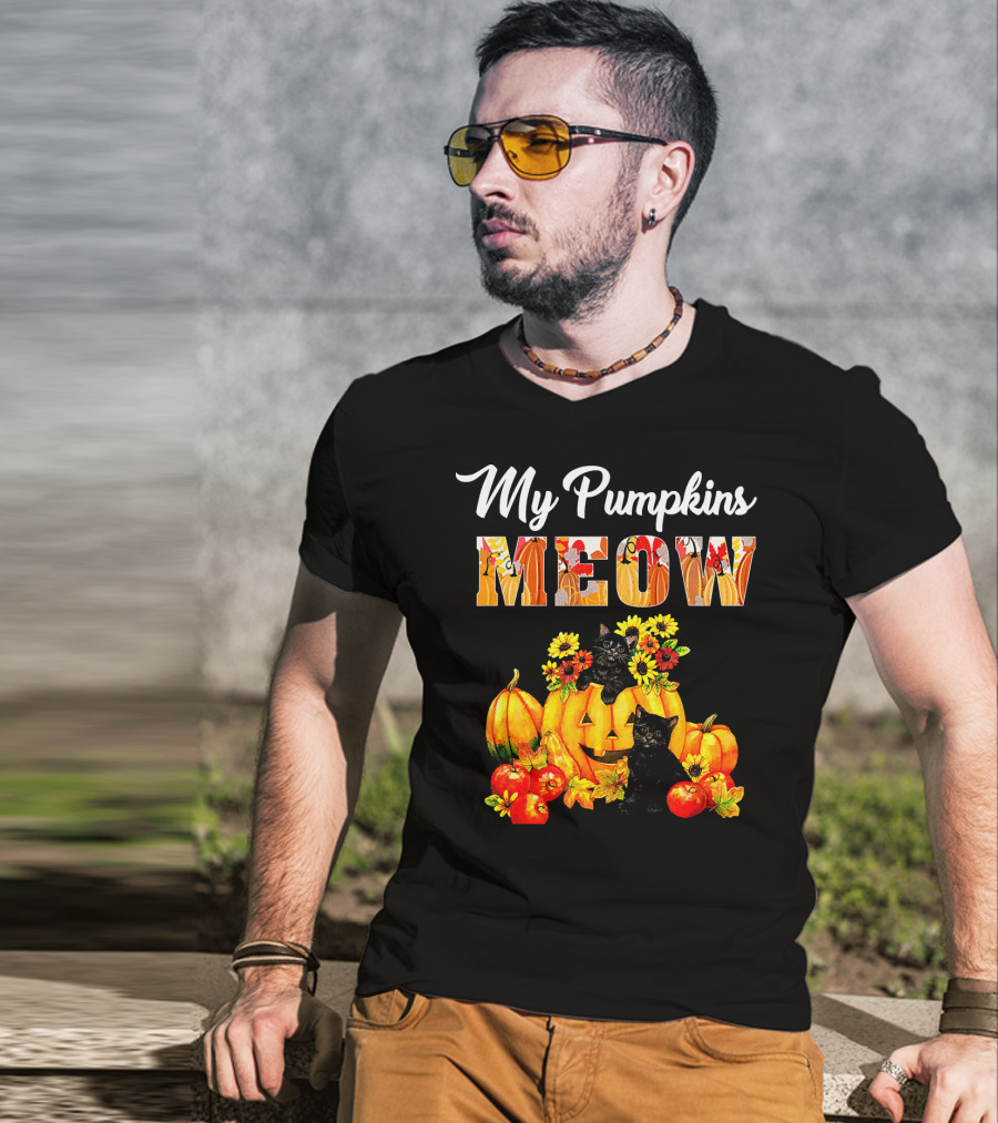 My Pumpkins Meow Cat Halloween Funny Love T-Shirt