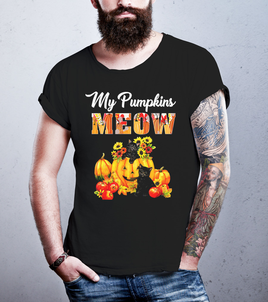My Pumpkins Meow Cat Halloween Funny Love T-Shirt
