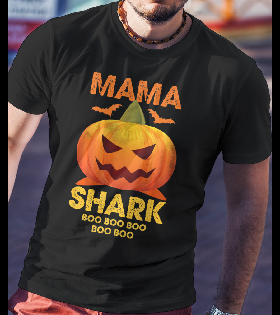 Mama Shark Boo Boo Boo Boo Halloween Pumpkin T-Shirt